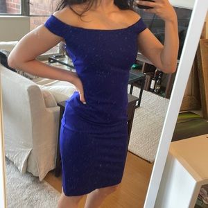 Blue/purple Ralph Lauren mini off the shoulder fitting dress